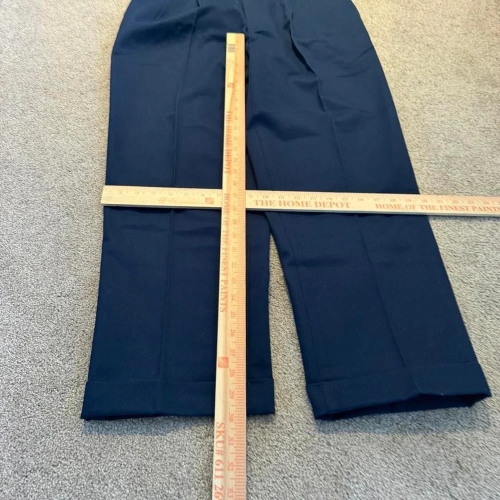 36x30 Navy Blue Pleated Baggy Wide Leg Dress Pants Y2K 2000s Vintage